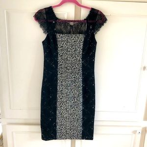 Kay Unger knee length special occasion dress , size 4, lace details , like new